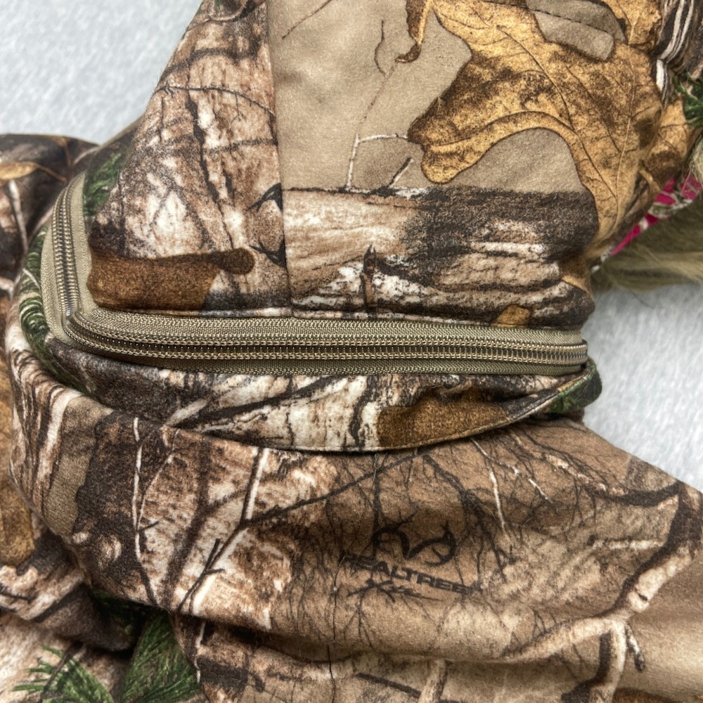 Realtree Xtra Camo Puffer Jacket Womens L Brown Pink Faux Fur Hood EUC - Picture 10 of 13